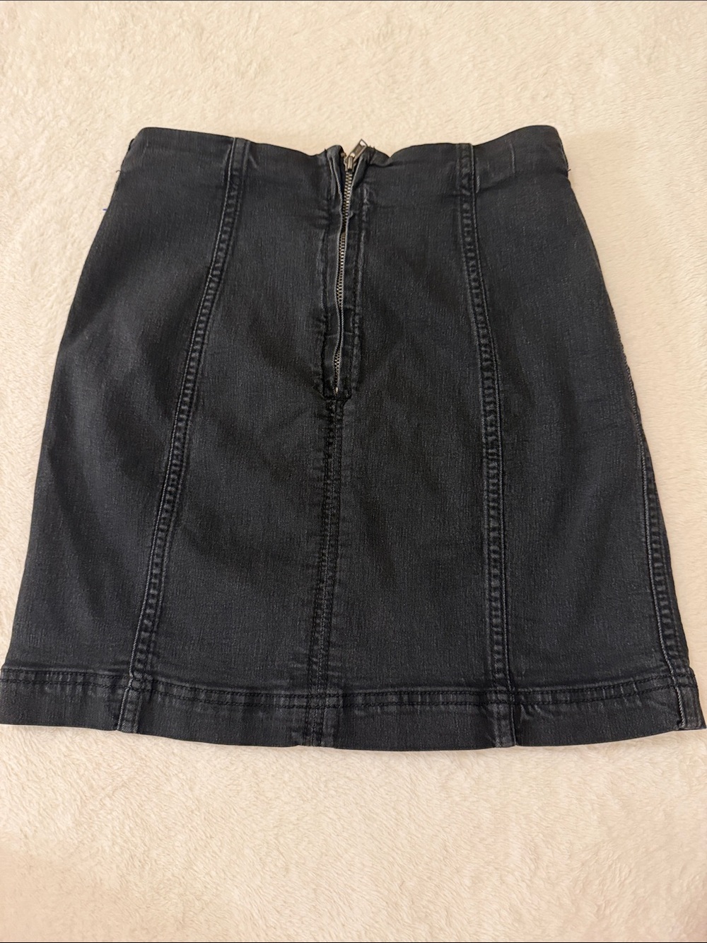 Free People Black Denim Mini Skirt with Vertical Seams - Picture 4 of 5